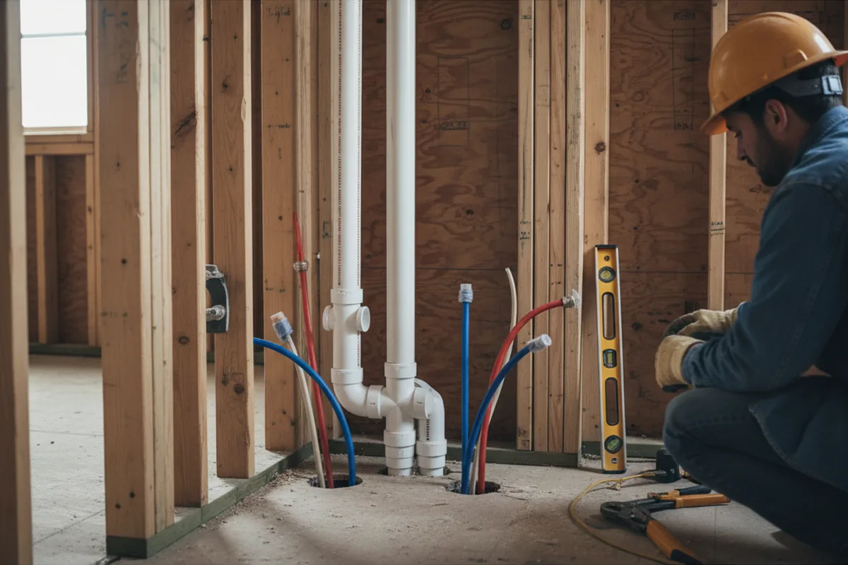 Drain and supply rough-in during Garbage Disposal Repair in Shannock